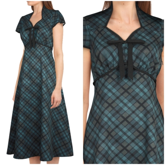 ❤️Pin Up Plaid Long Dress - Picture 2 of 6